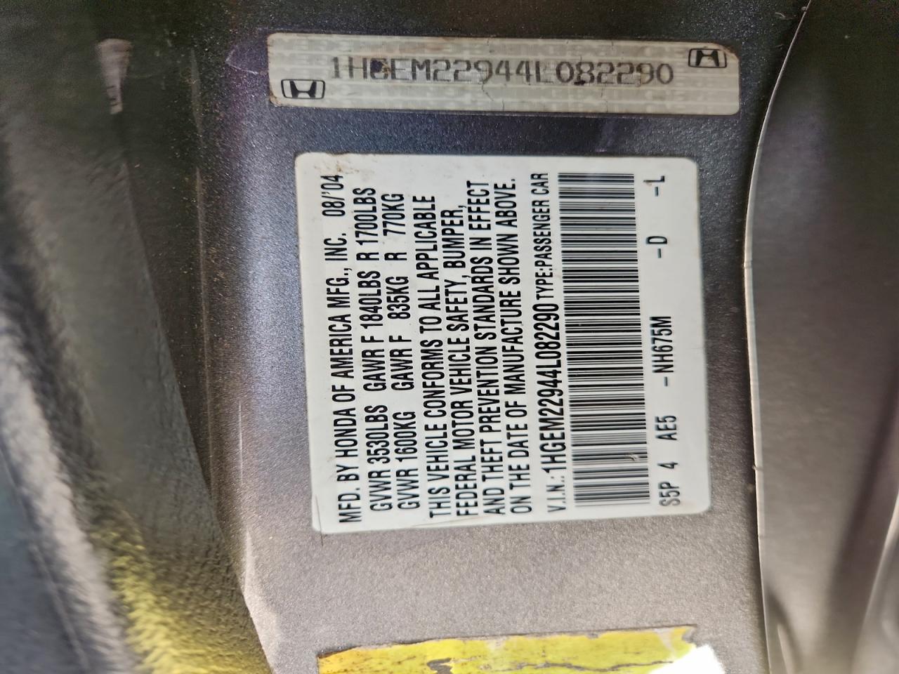 2004 HONDA CIVIC EX photo 13
