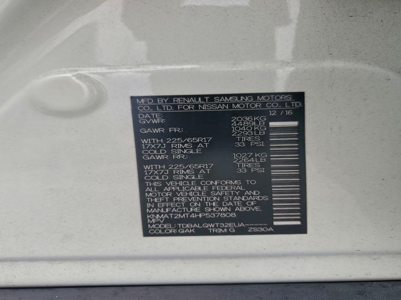 2017 NISSAN ROGUE S photo 49