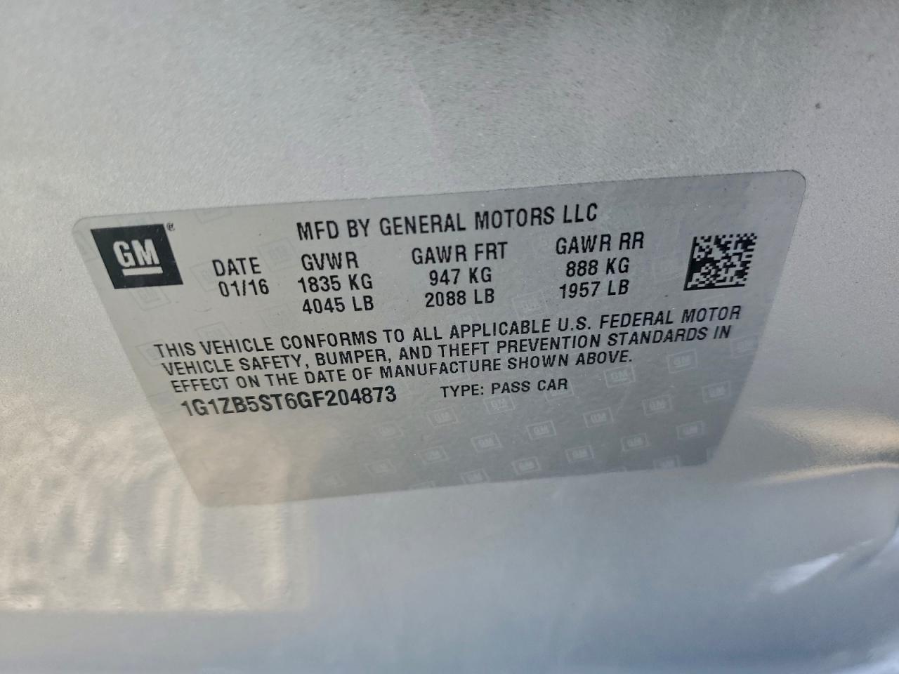 2016 CHEVROLET MALIBU LS photo 12