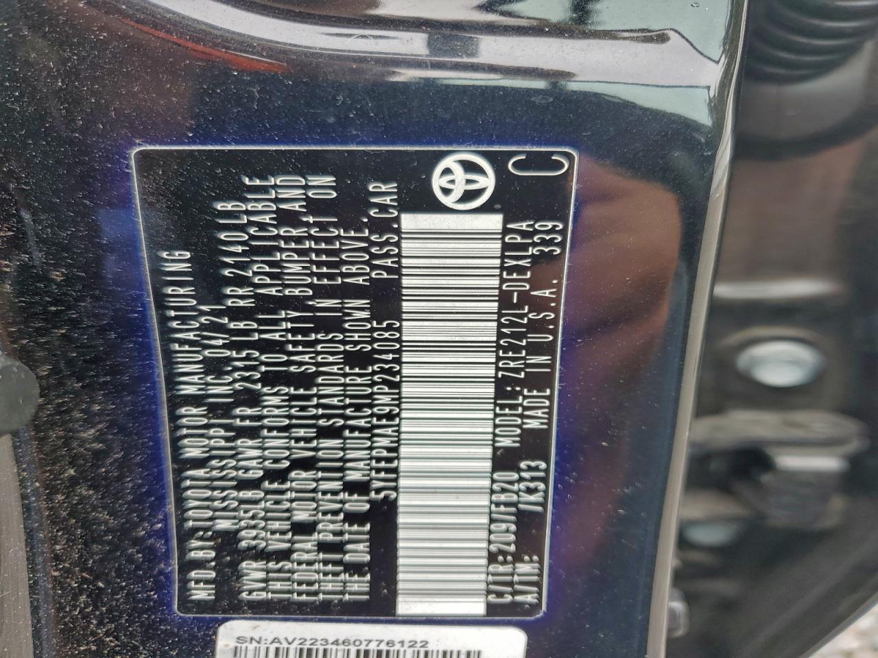2021 TOYOTA COROLLA LE photo 12