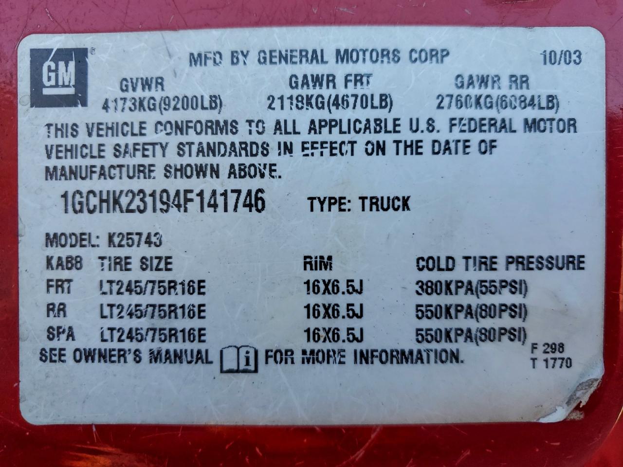 2004 CHEVROLET SILVERADO K2500 HEAVY DUTY photo 12