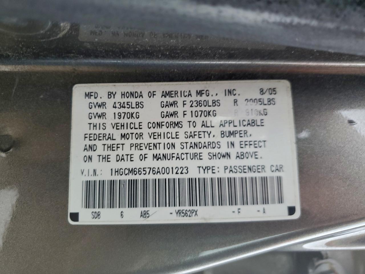 2006 HONDA ACCORD EX photo 34