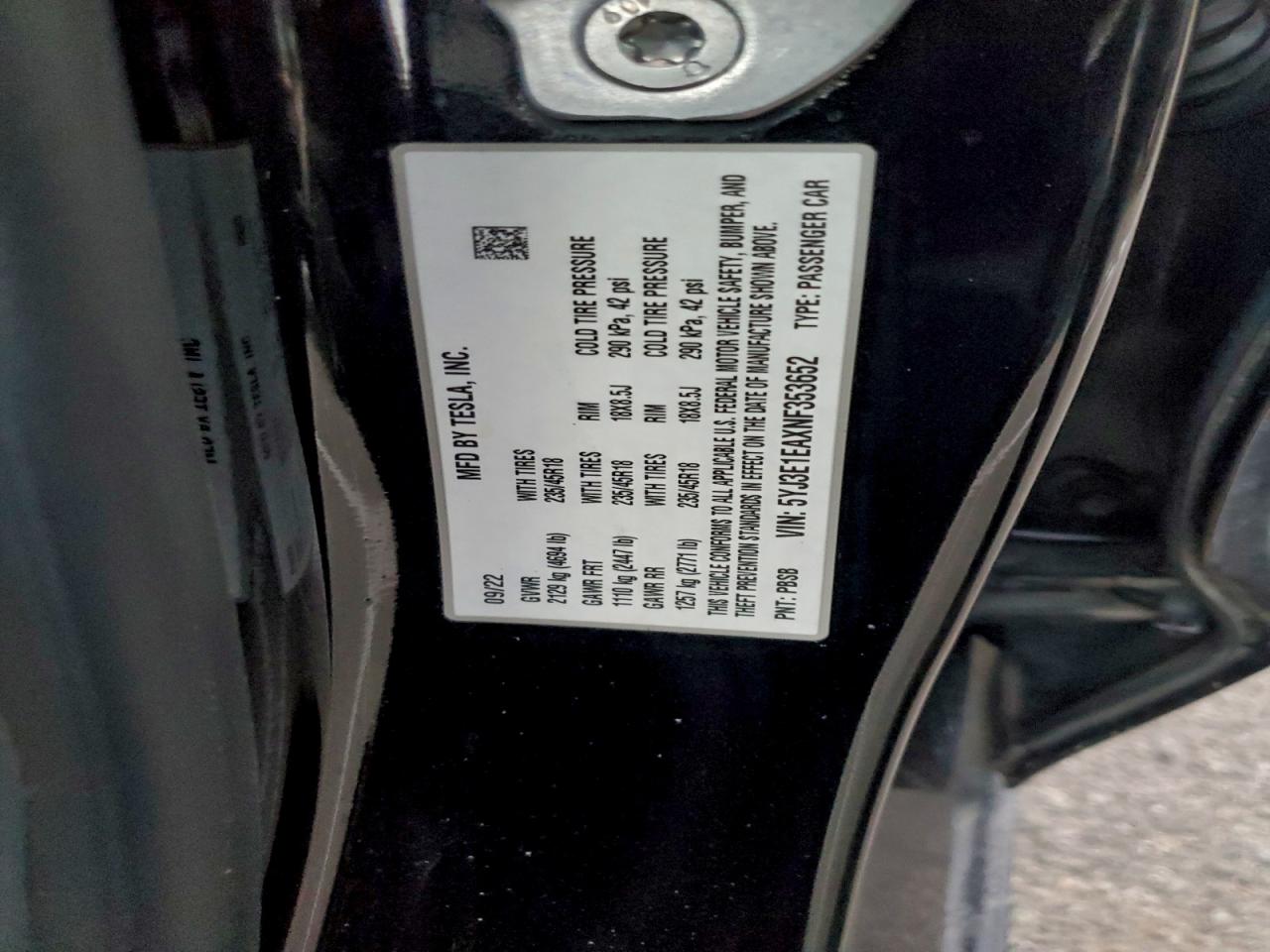 2022 TESLA MODEL 3 photo 13