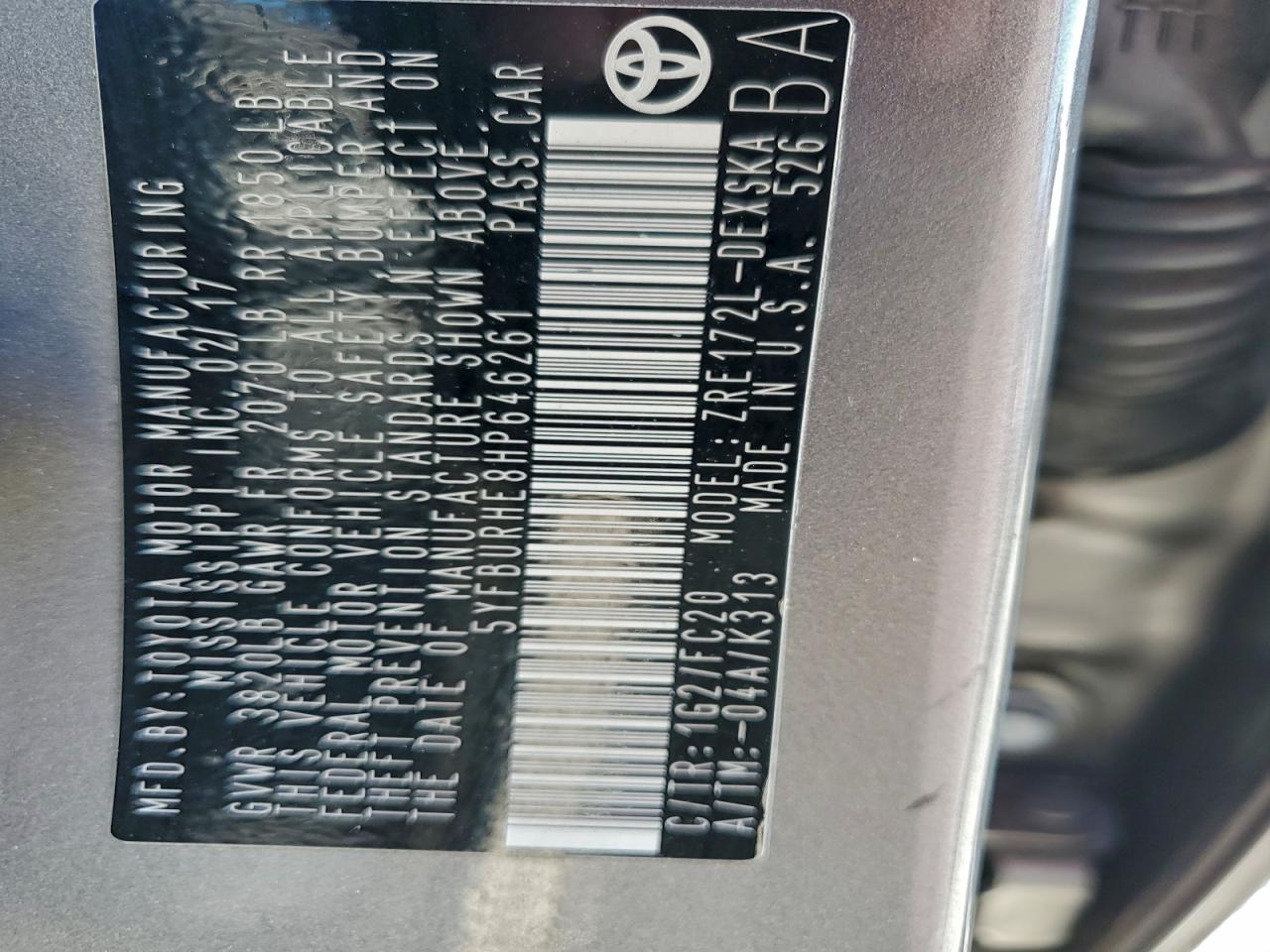 2017 TOYOTA COROLLA L photo 12