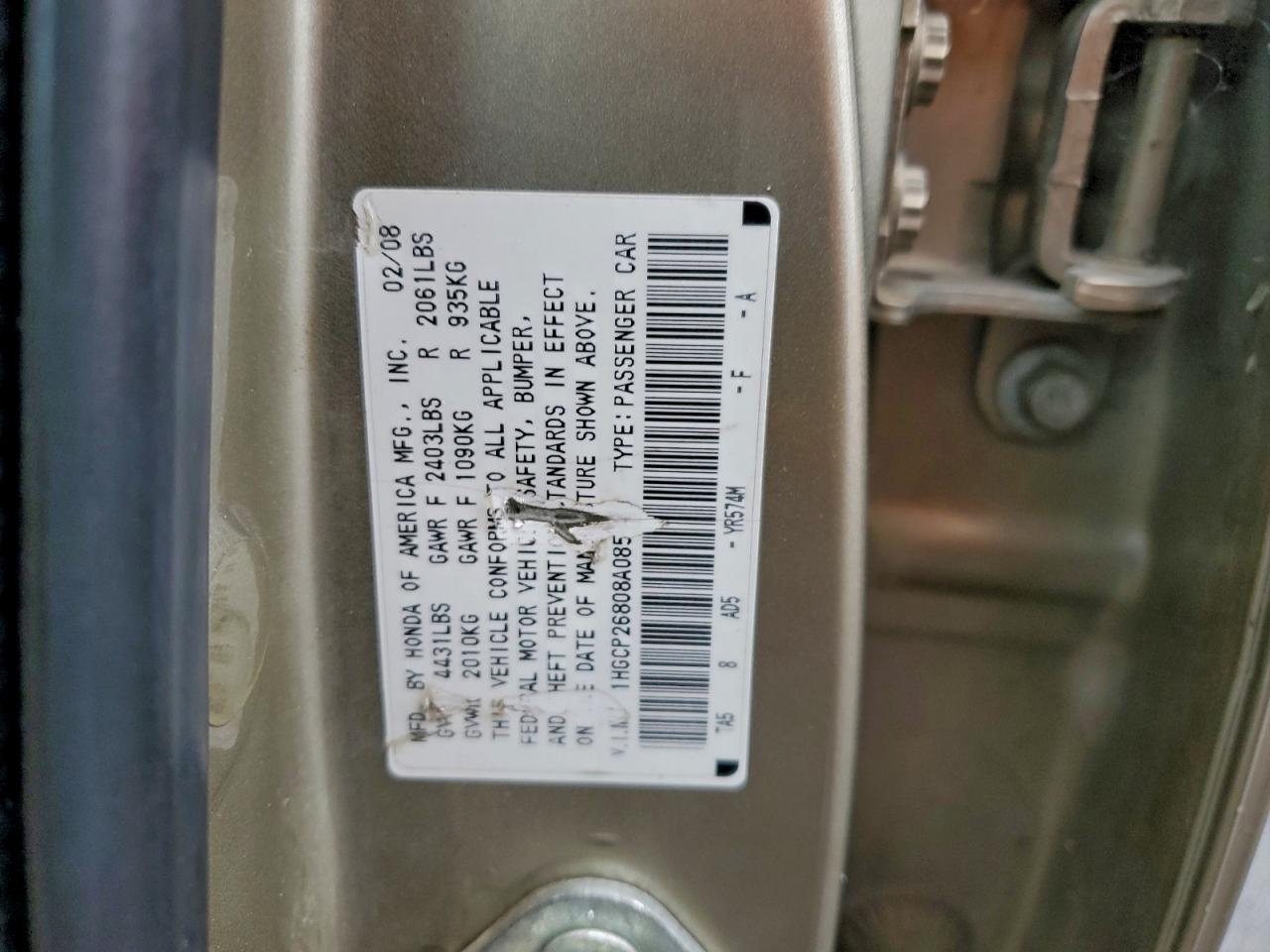 2008 HONDA ACCORD EXL photo 12