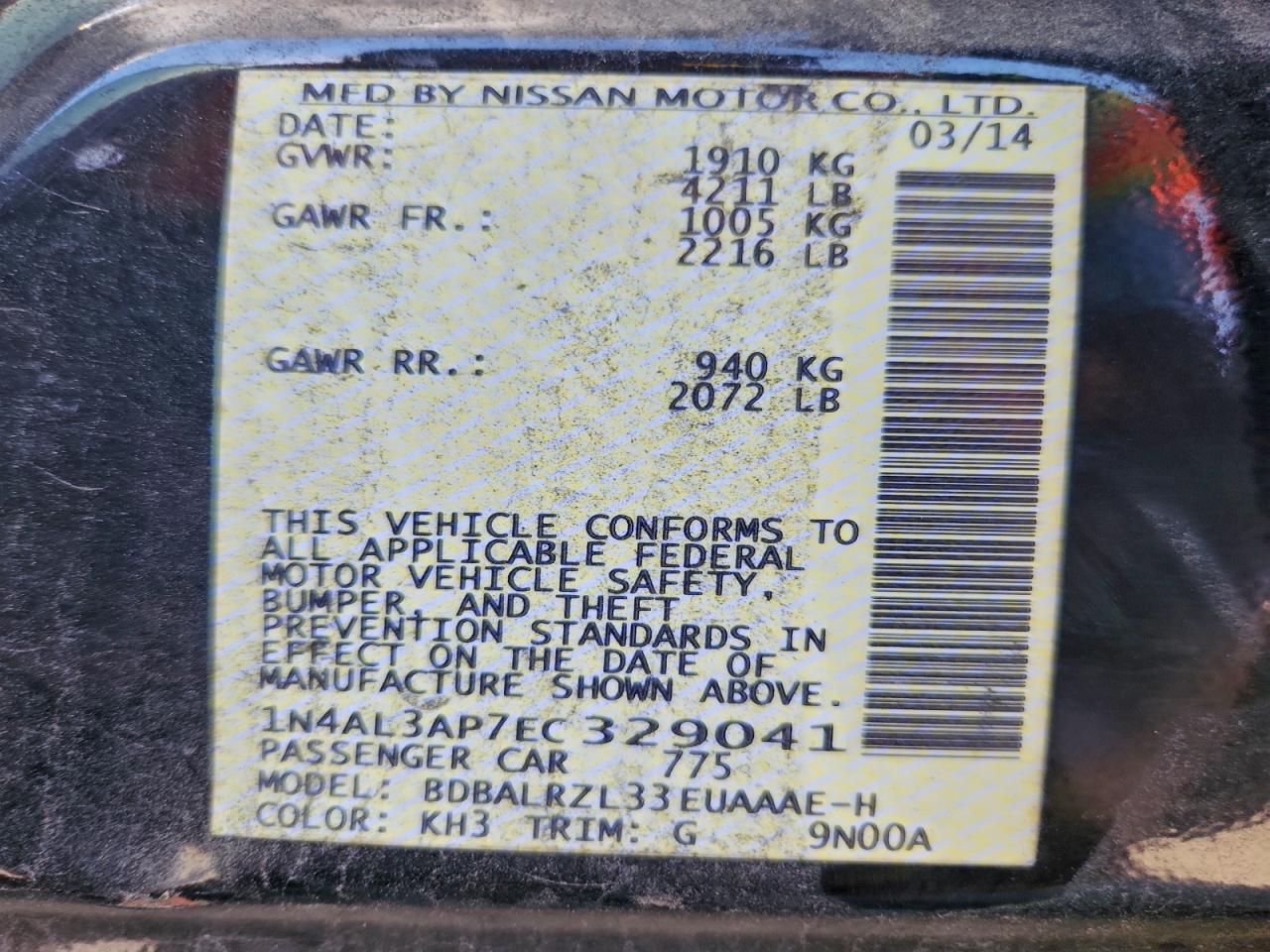 2014 NISSAN ALTIMA 2.5 photo 13