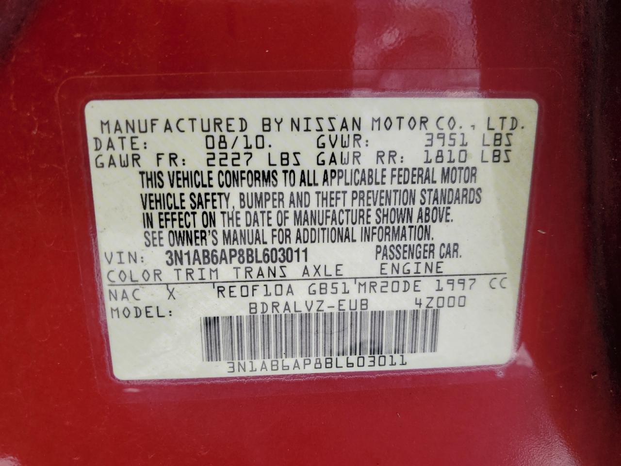 2011 NISSAN SENTRA 2.0 photo 12
