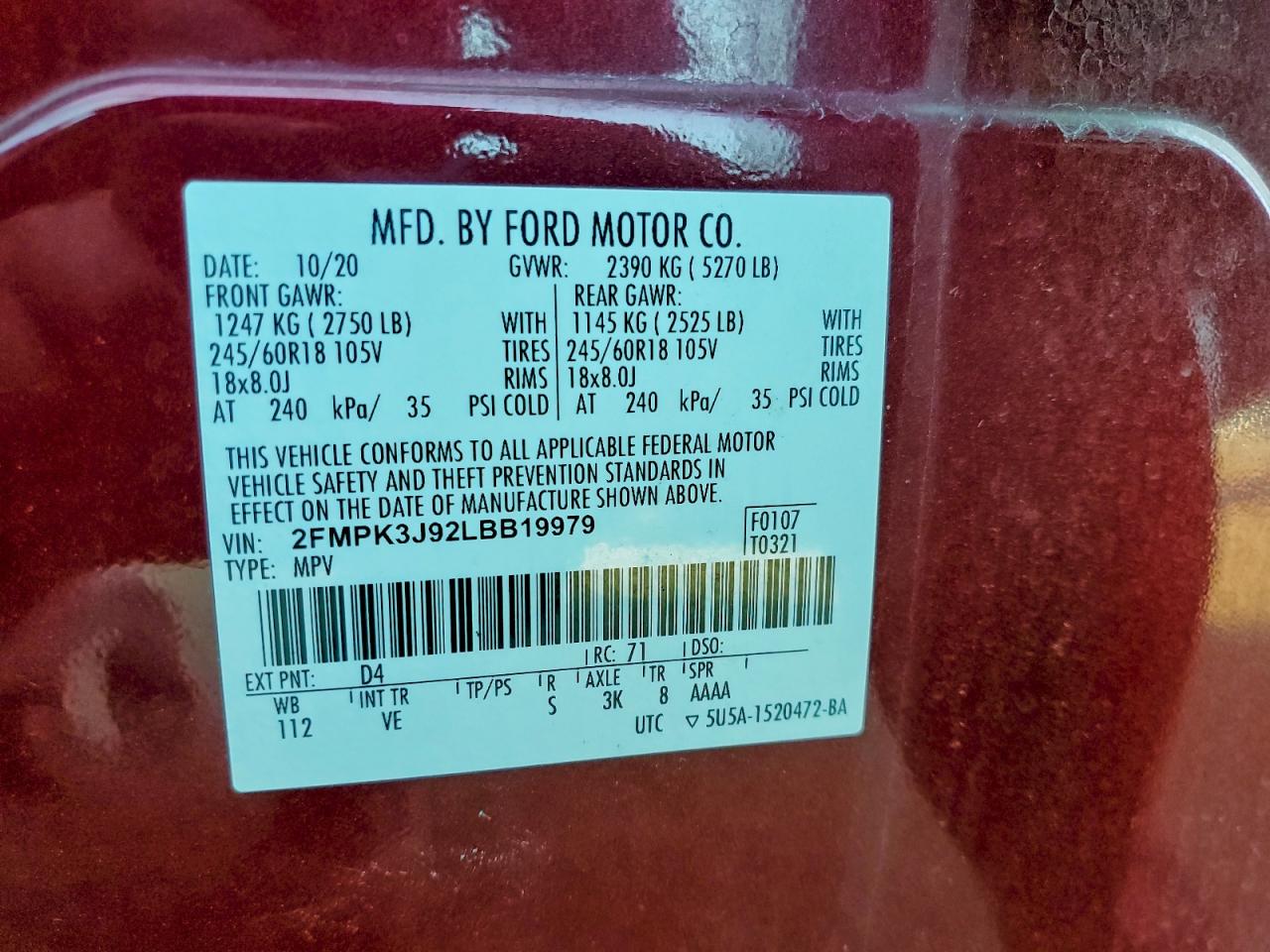 2020 FORD EDGE SEL photo 25