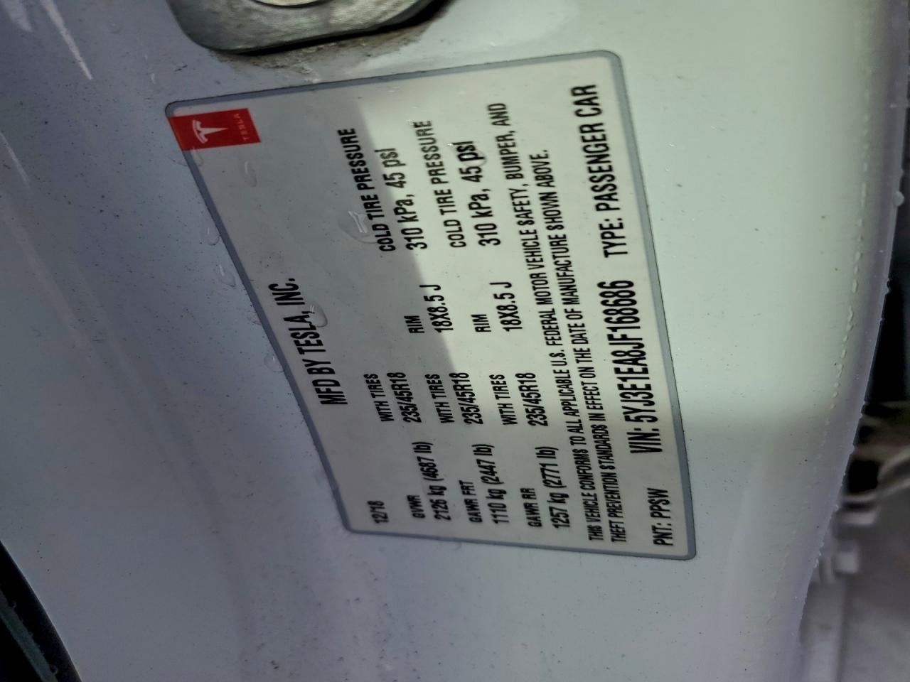 2018 TESLA MODEL 3 photo 12