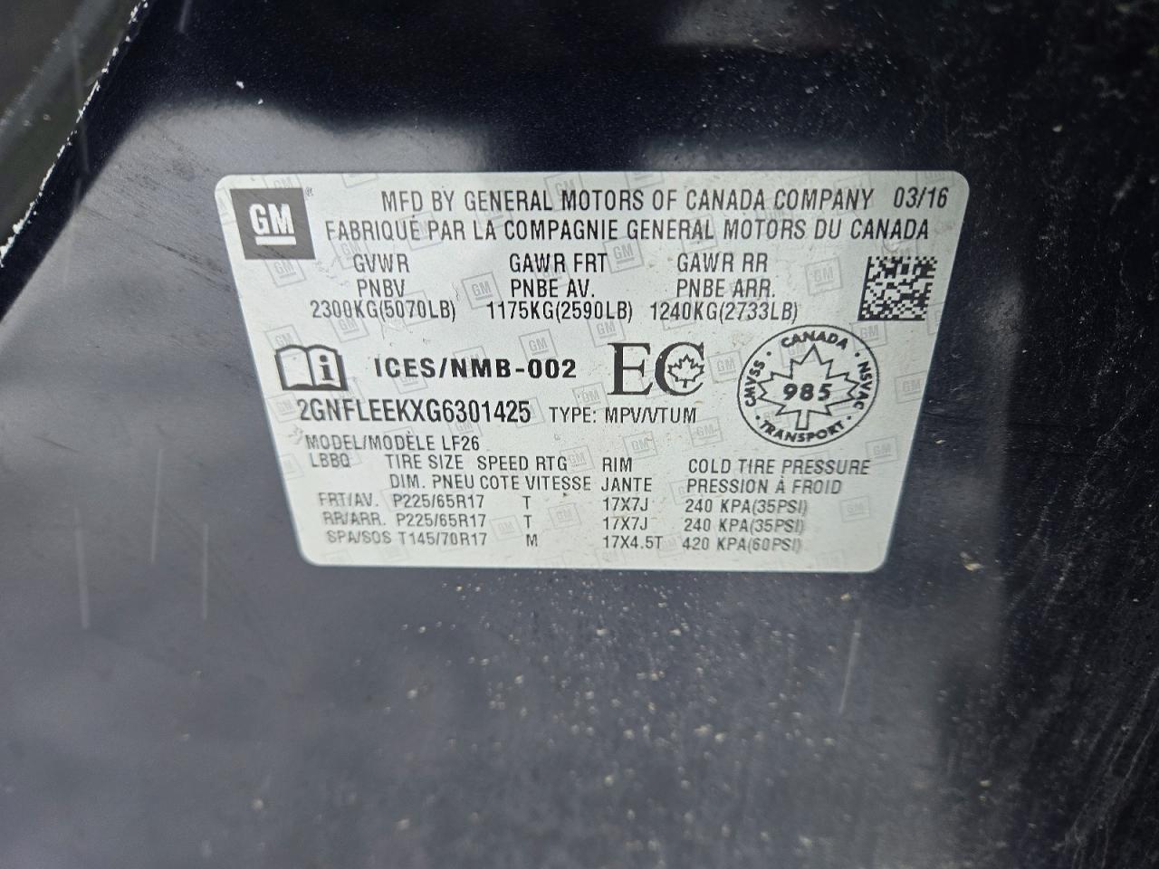 2016 CHEVROLET EQUINOX LS photo 13
