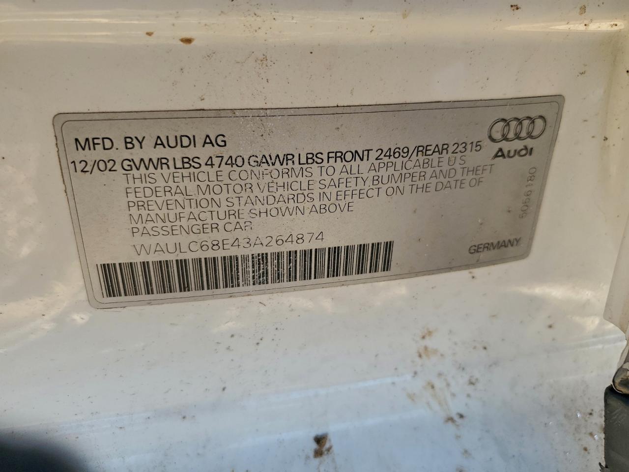 2003 AUDI A4 1.8T QUATTRO photo 12