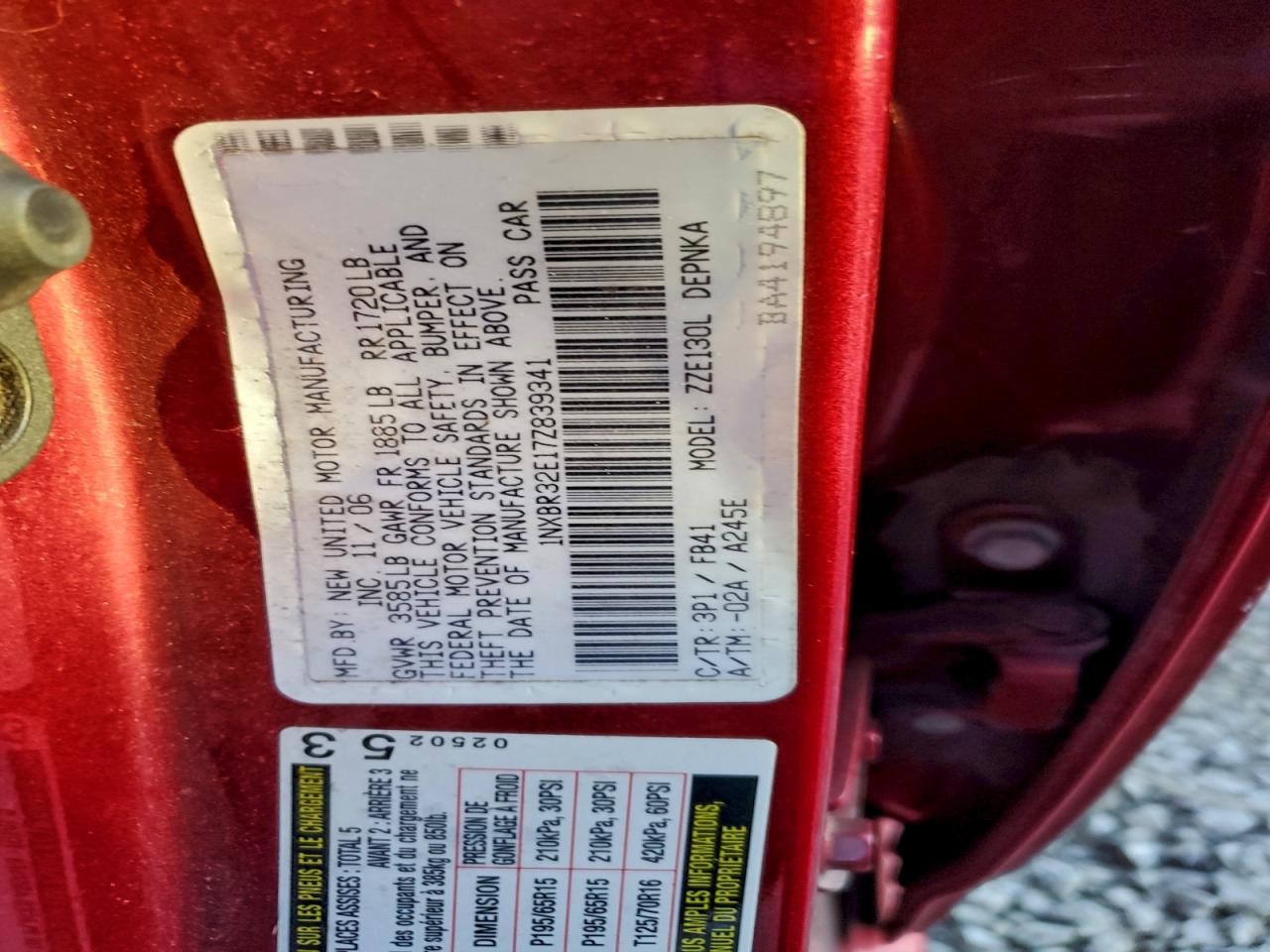 2007 TOYOTA COROLLA CE photo 13
