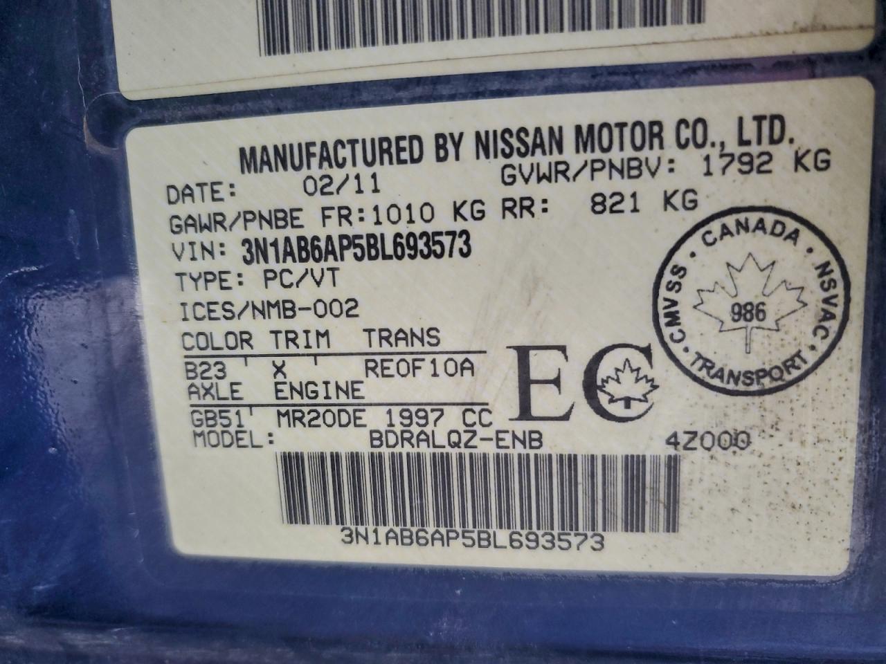 2011 NISSAN SENTRA 2.0 photo 12