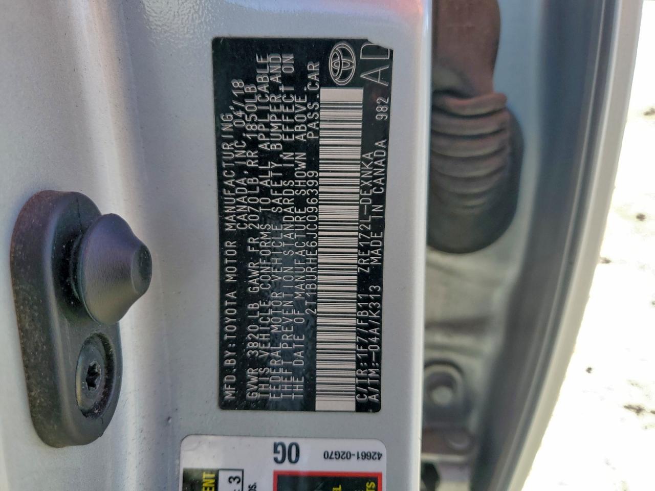 2018 TOYOTA COROLLA L photo 13
