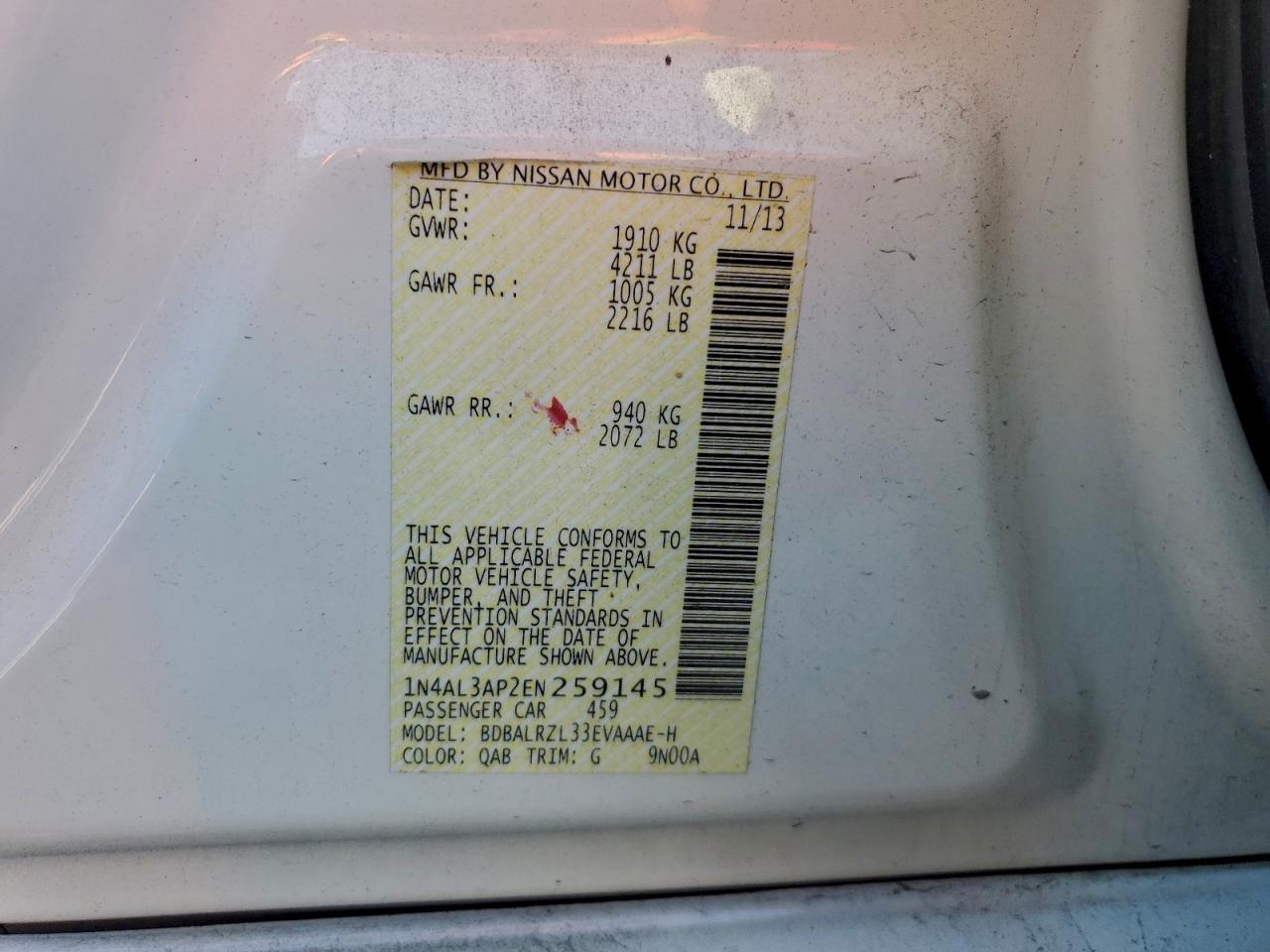 2014 NISSAN ALTIMA 2.5 photo 12