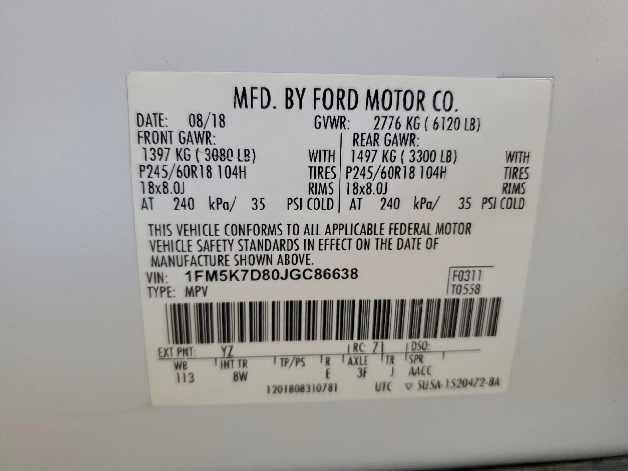 2018 FORD EXPLORER XLT photo 37