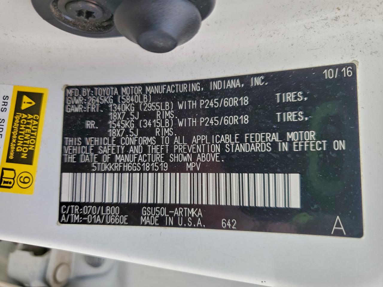 2016 TOYOTA HIGHLANDER XLE photo 40