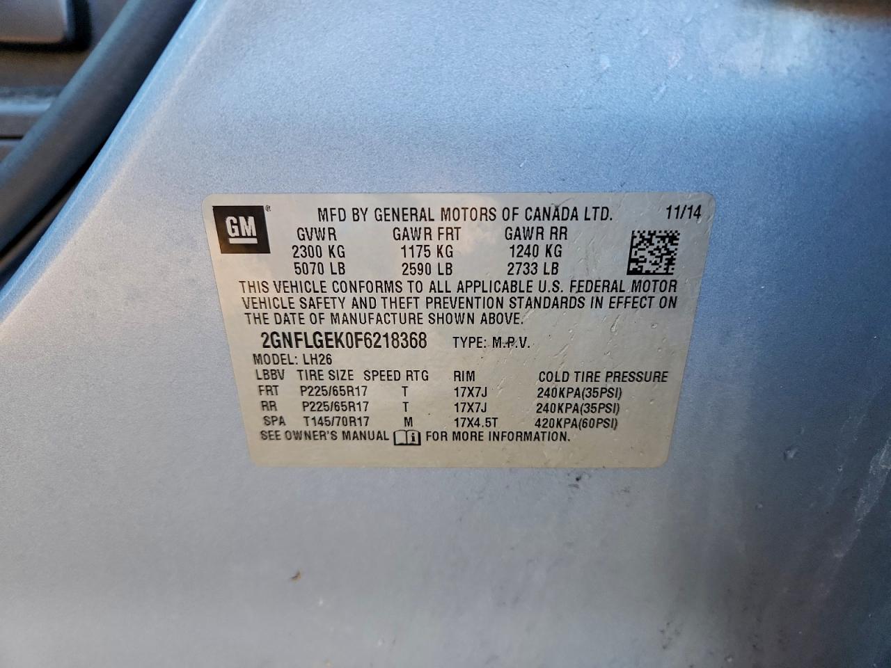2015 CHEVROLET EQUINOX LT photo 25