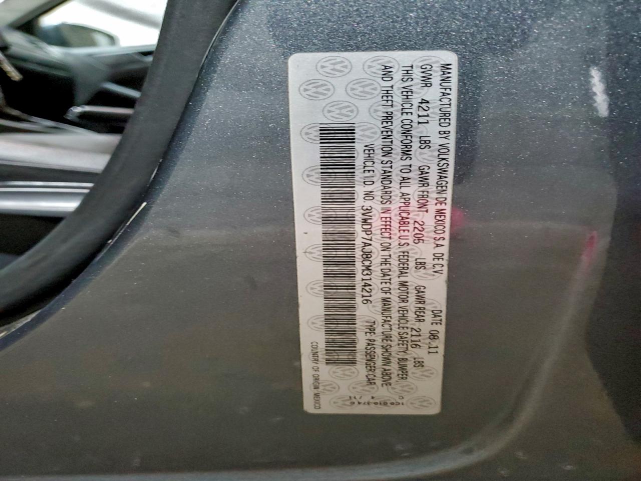 2012 VOLKSWAGEN JETTA SE photo 12