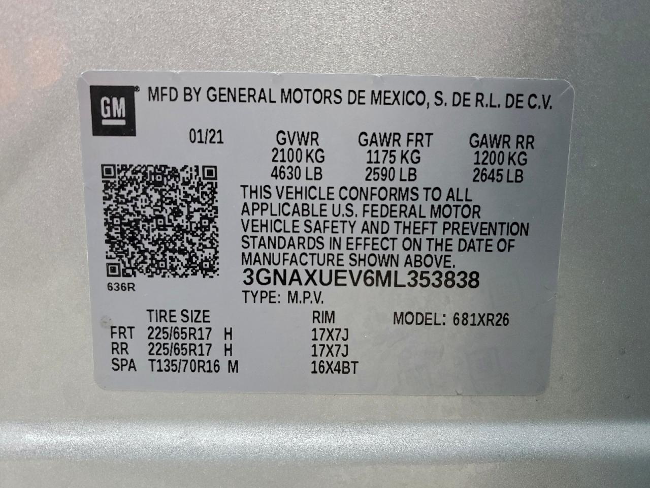 2021 CHEVROLET EQUINOX photo 14