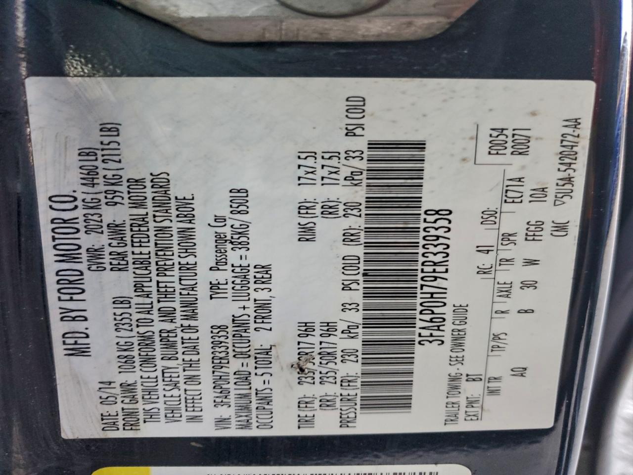 2014 FORD FUSION SE photo 12