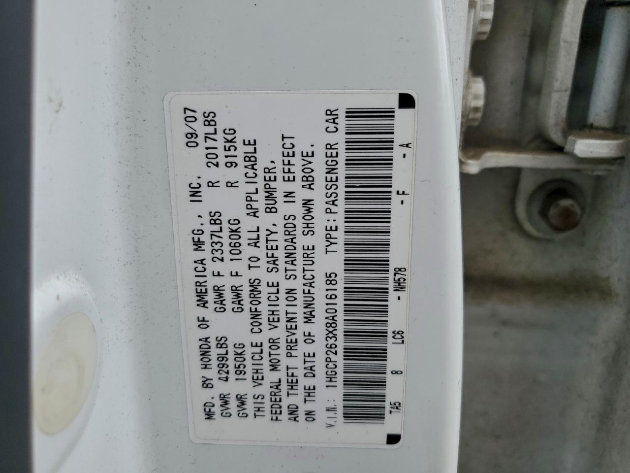2008 HONDA ACCORD LX photo 23