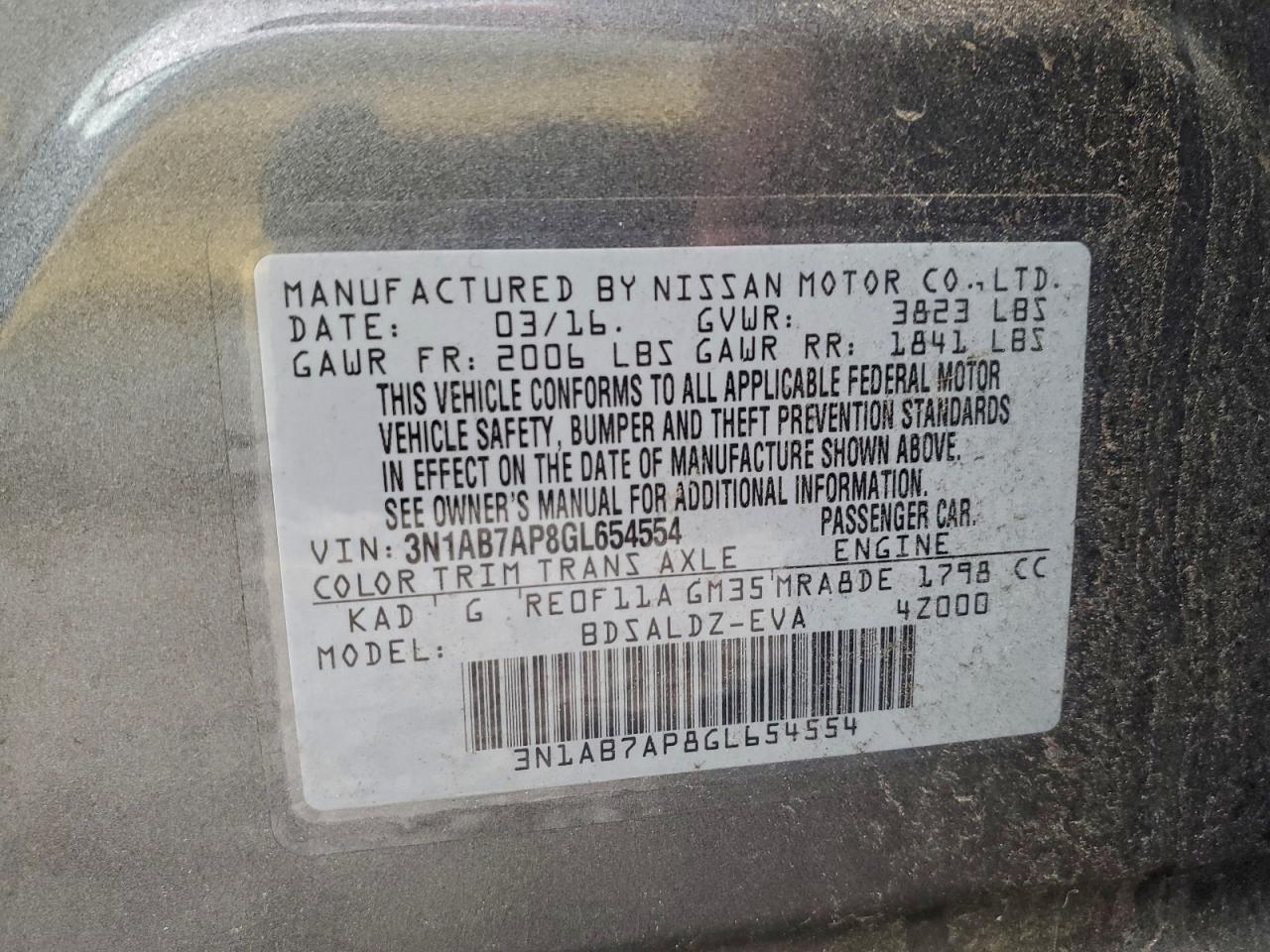 2016 NISSAN SENTRA S photo 13