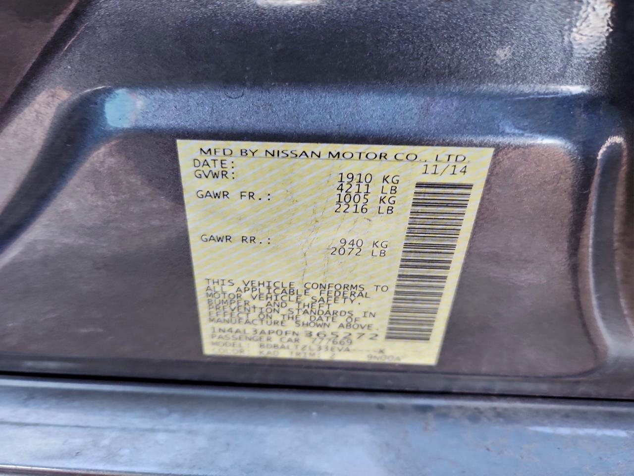 2015 NISSAN ALTIMA 2.5 photo 12