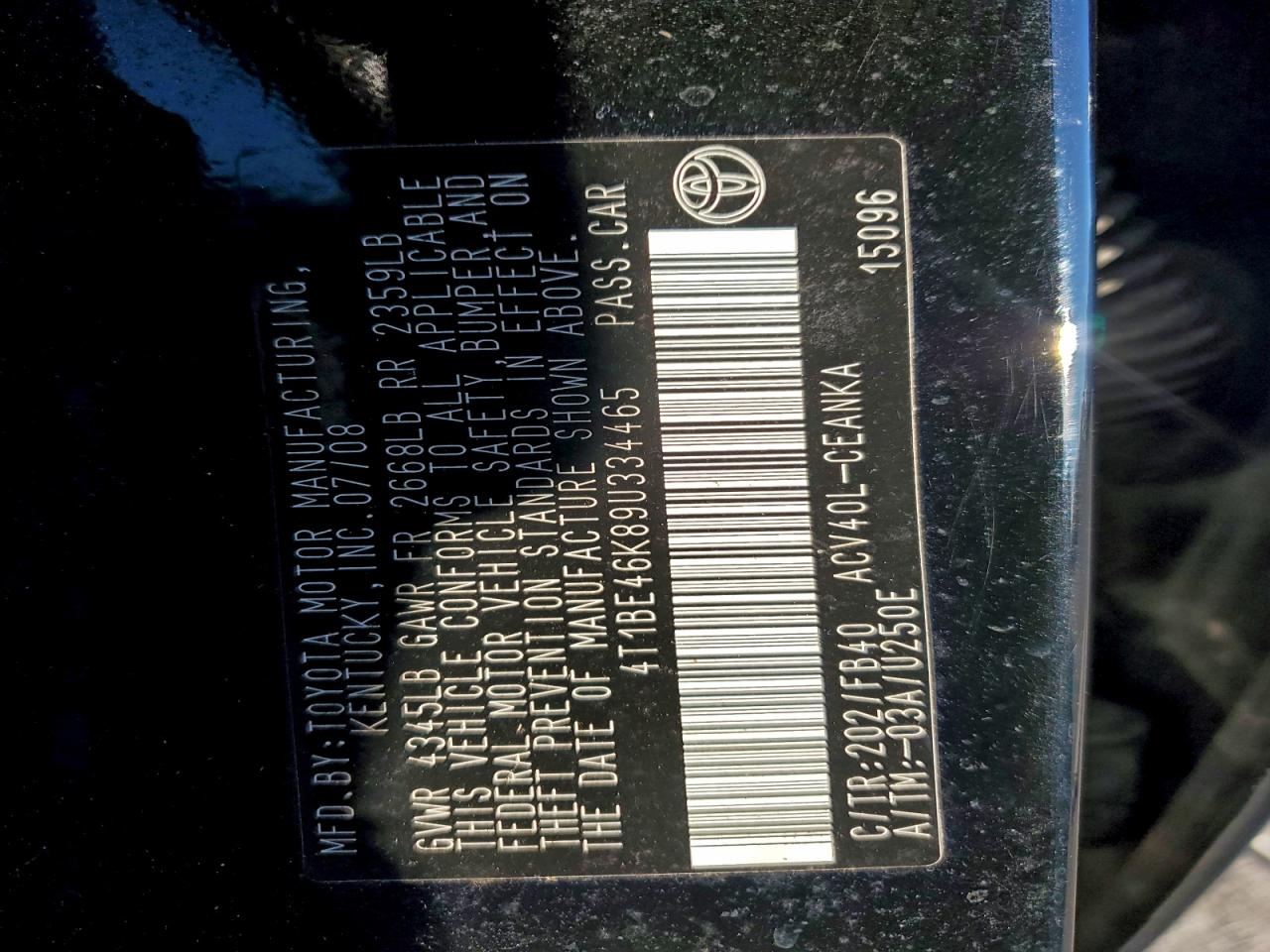 2009 TOYOTA CAMRY BASE photo 34