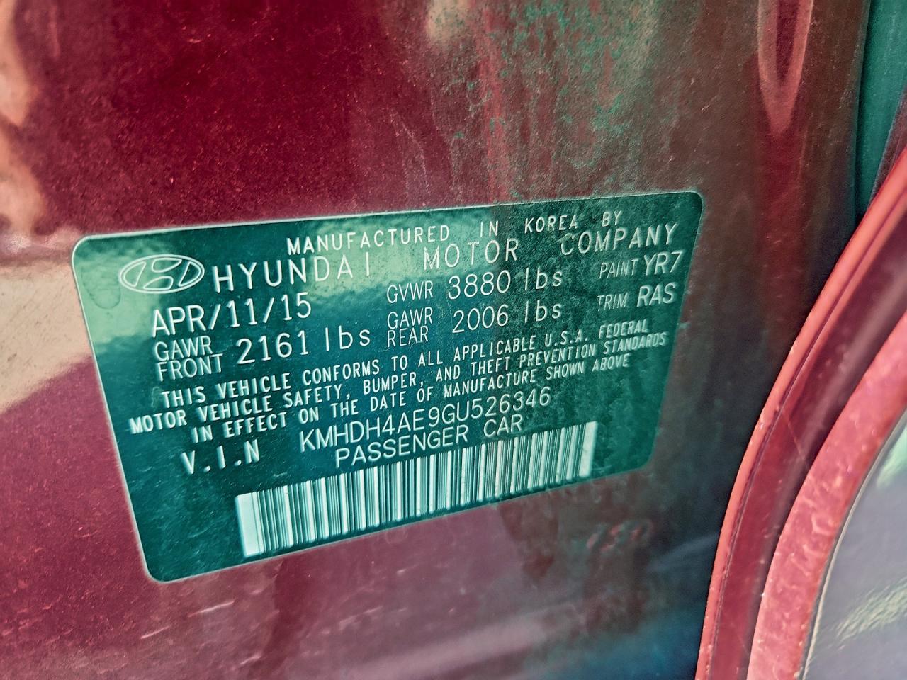 2016 HYUNDAI ELANTRA SE photo 45