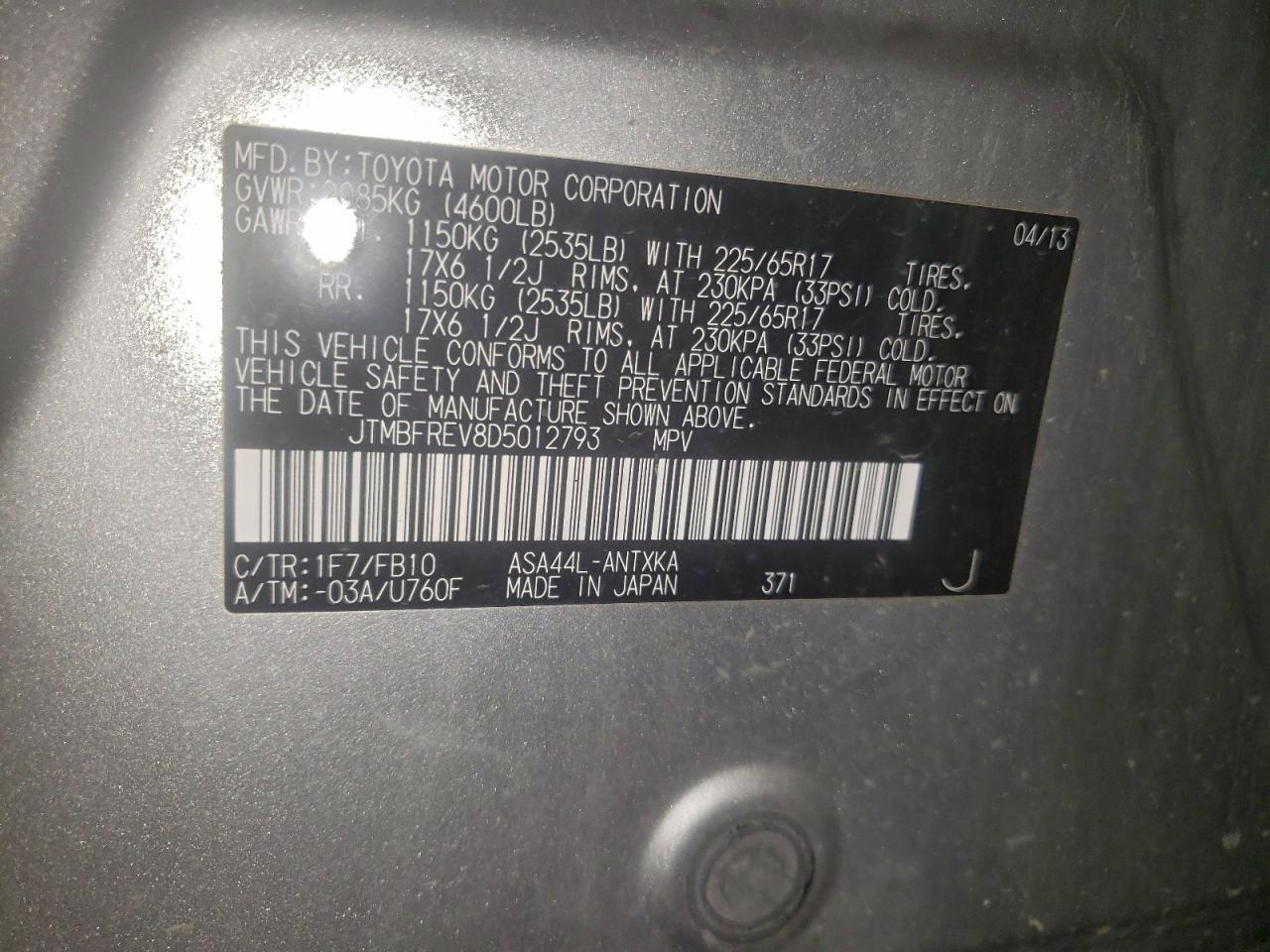 2013 TOYOTA RAV4 LE photo 37