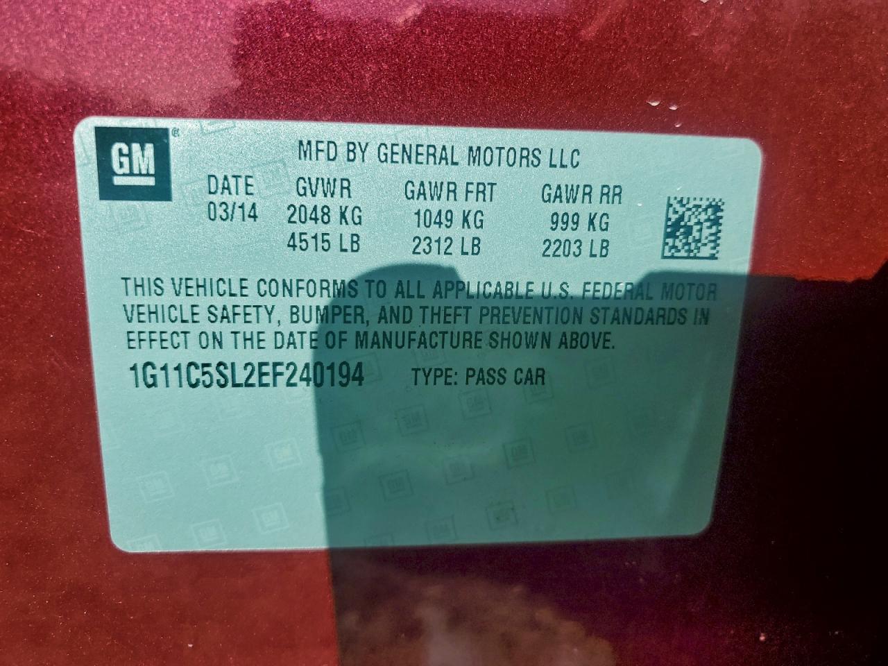 2014 CHEVROLET MALIBU 1LT photo 12