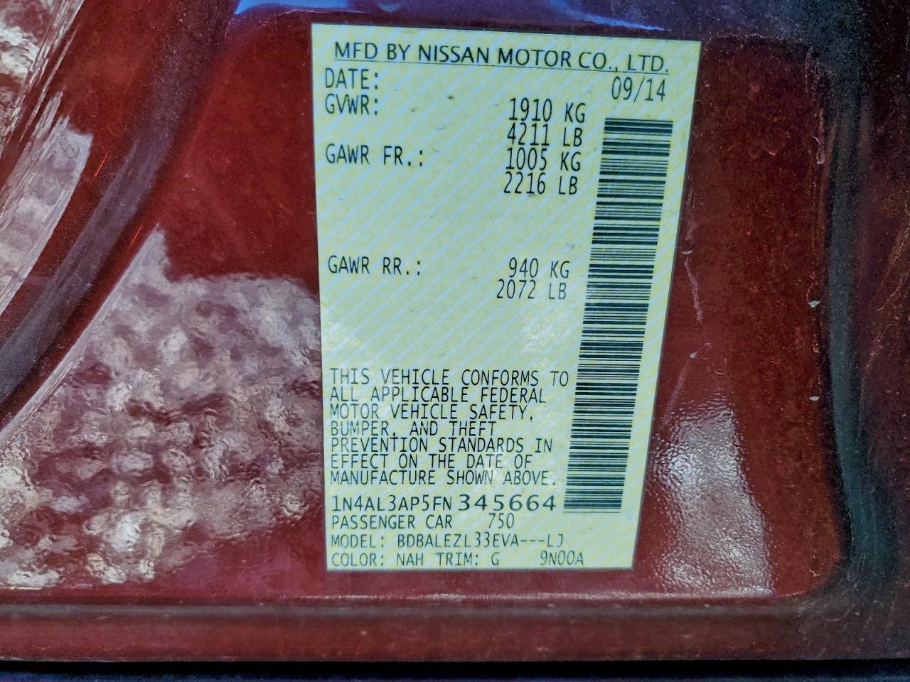 2015 NISSAN ALTIMA 2.5 photo 34