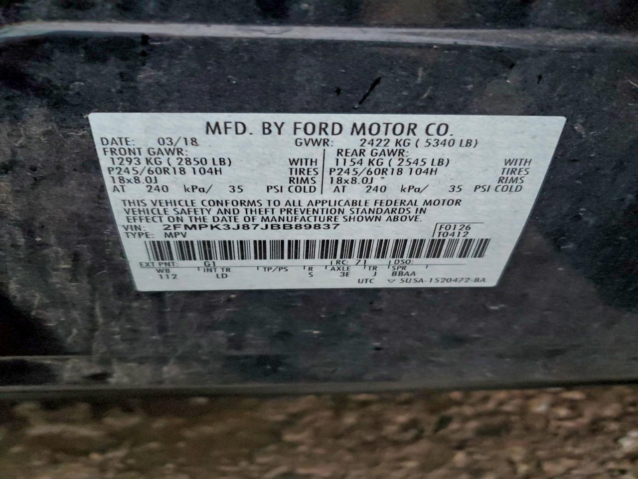 2018 FORD EDGE SEL photo 13