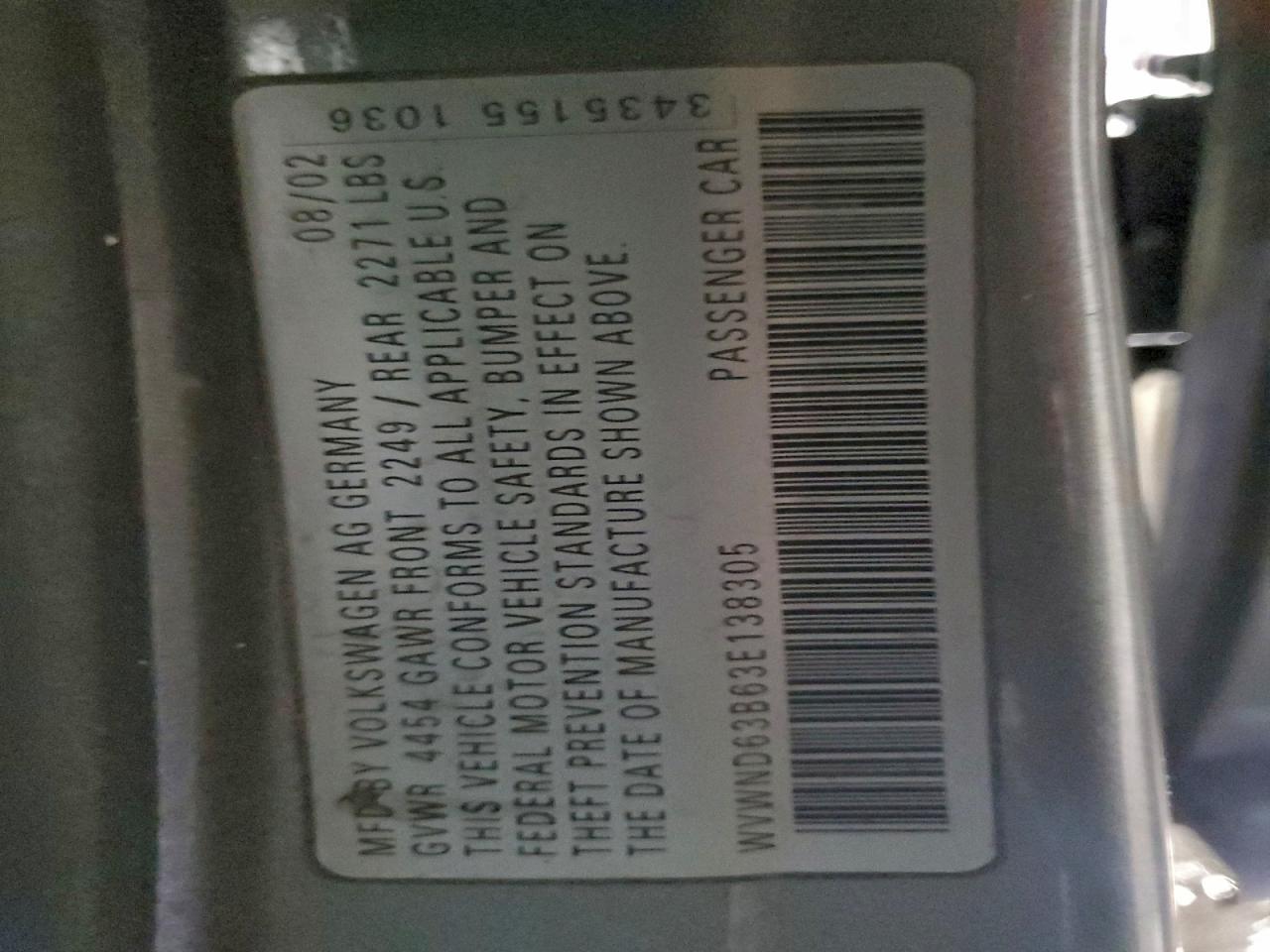 2003 VOLKSWAGEN PASSAT GL photo 12