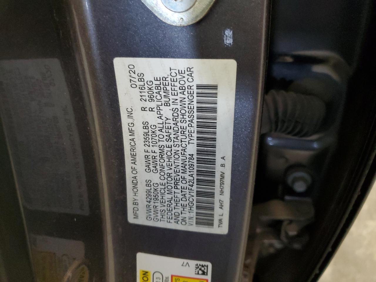 2020 HONDA ACCORD EX photo 34
