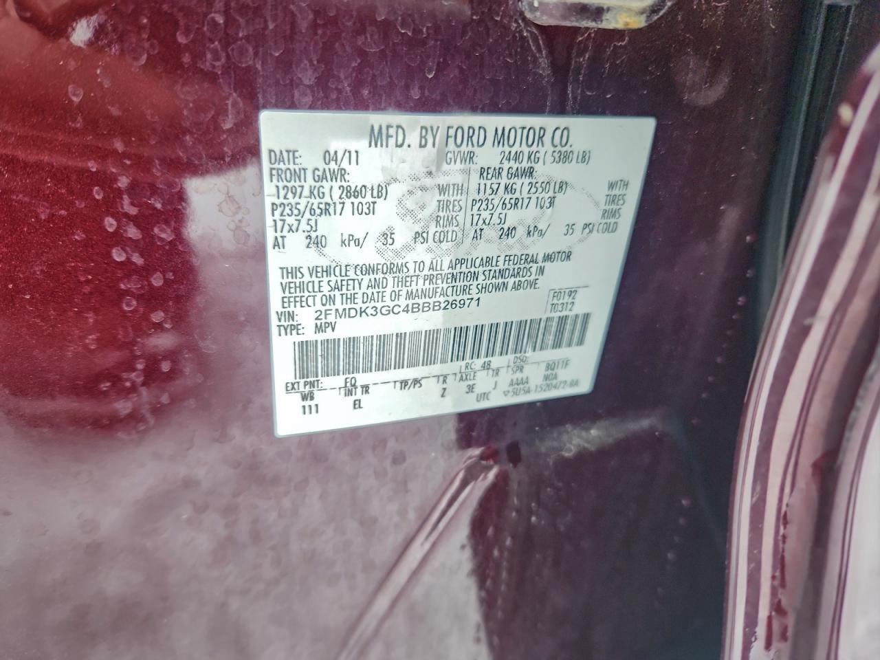 2011 FORD EDGE SE photo 25
