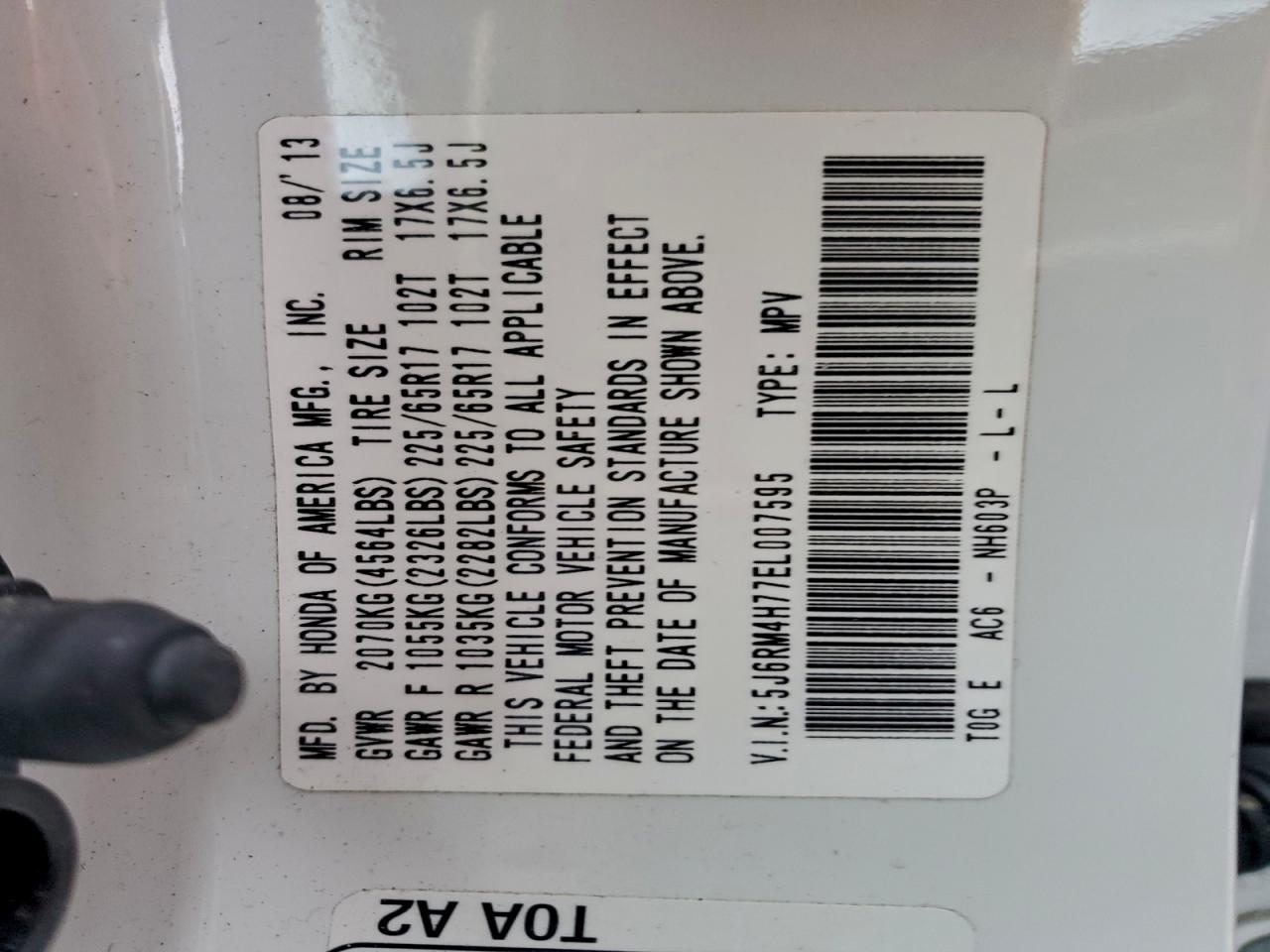 2014 HONDA CR-V EXL photo 13