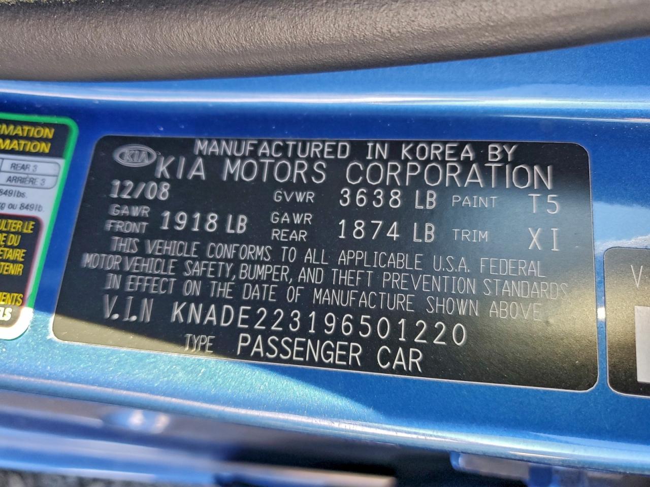 2009 KIA RIO BASE photo 12