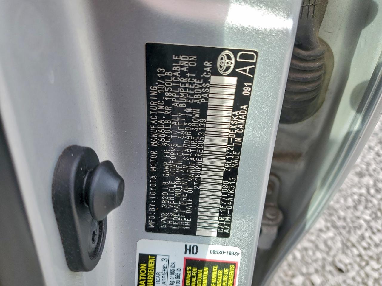 2014 TOYOTA COROLLA L photo 13