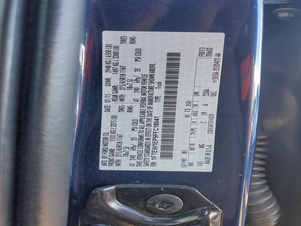 2015 FORD F150 SUPERCREW photo 12