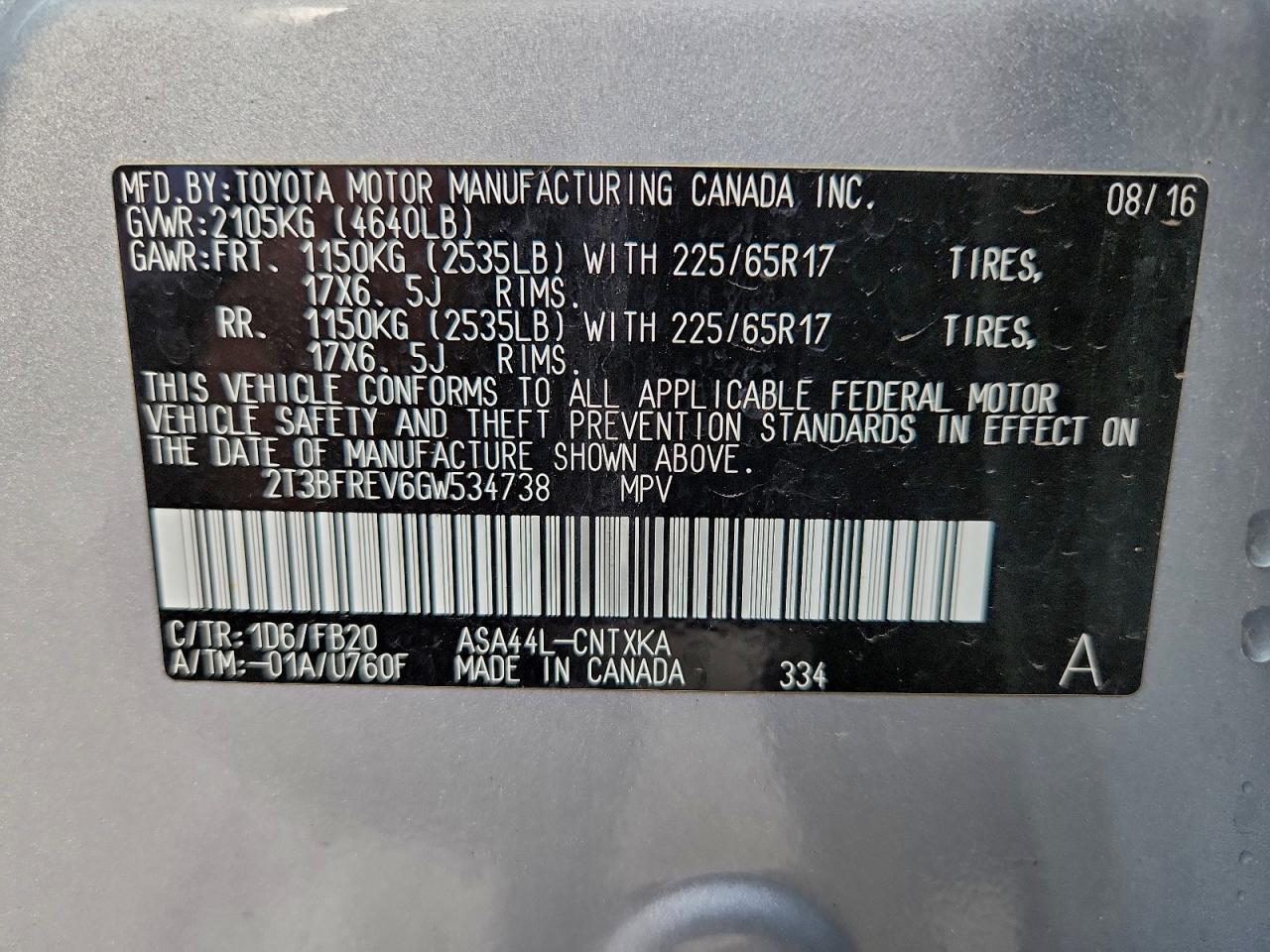 2016 TOYOTA RAV4 LE photo 13