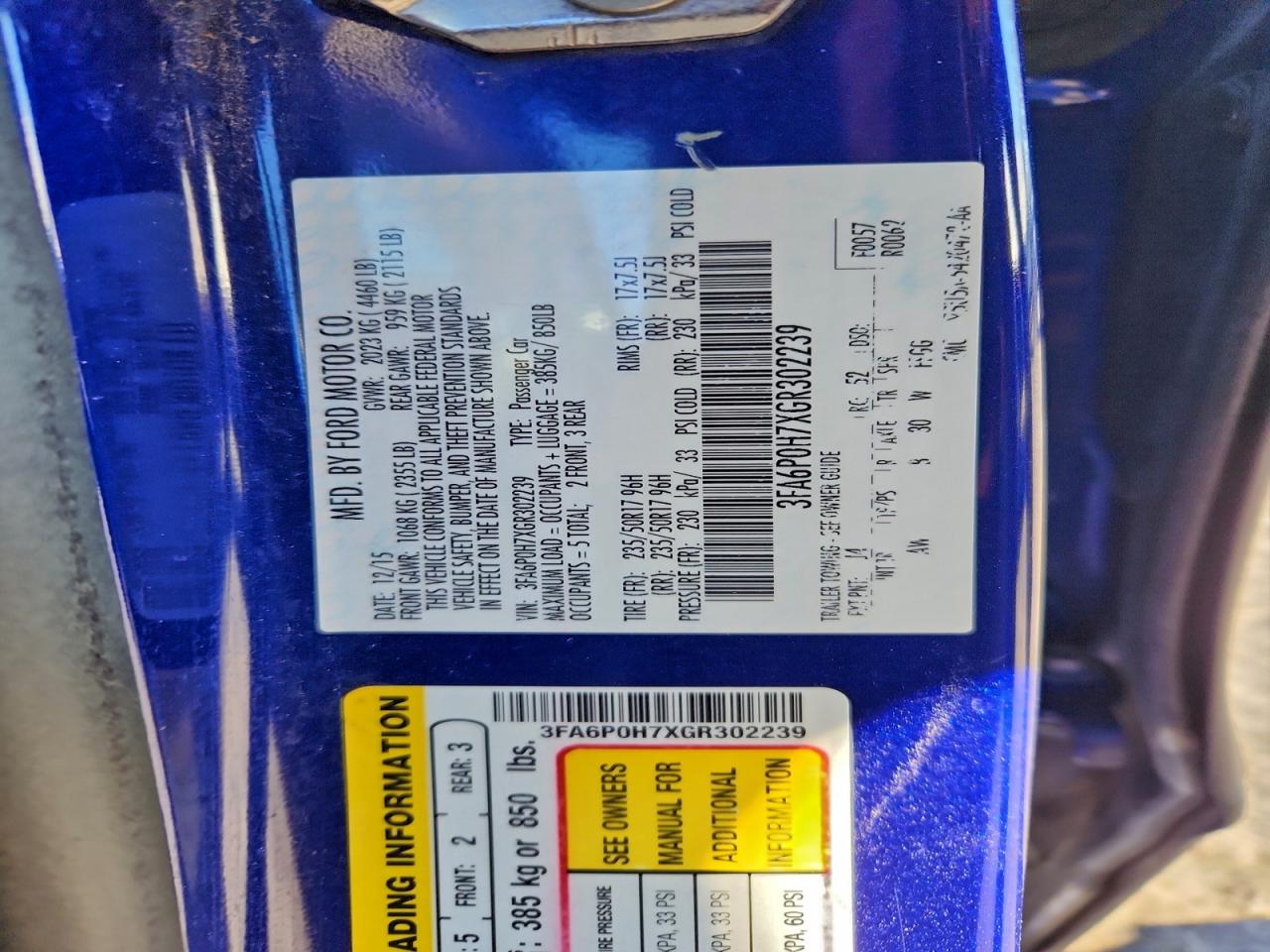 2016 FORD FUSION SE photo 12