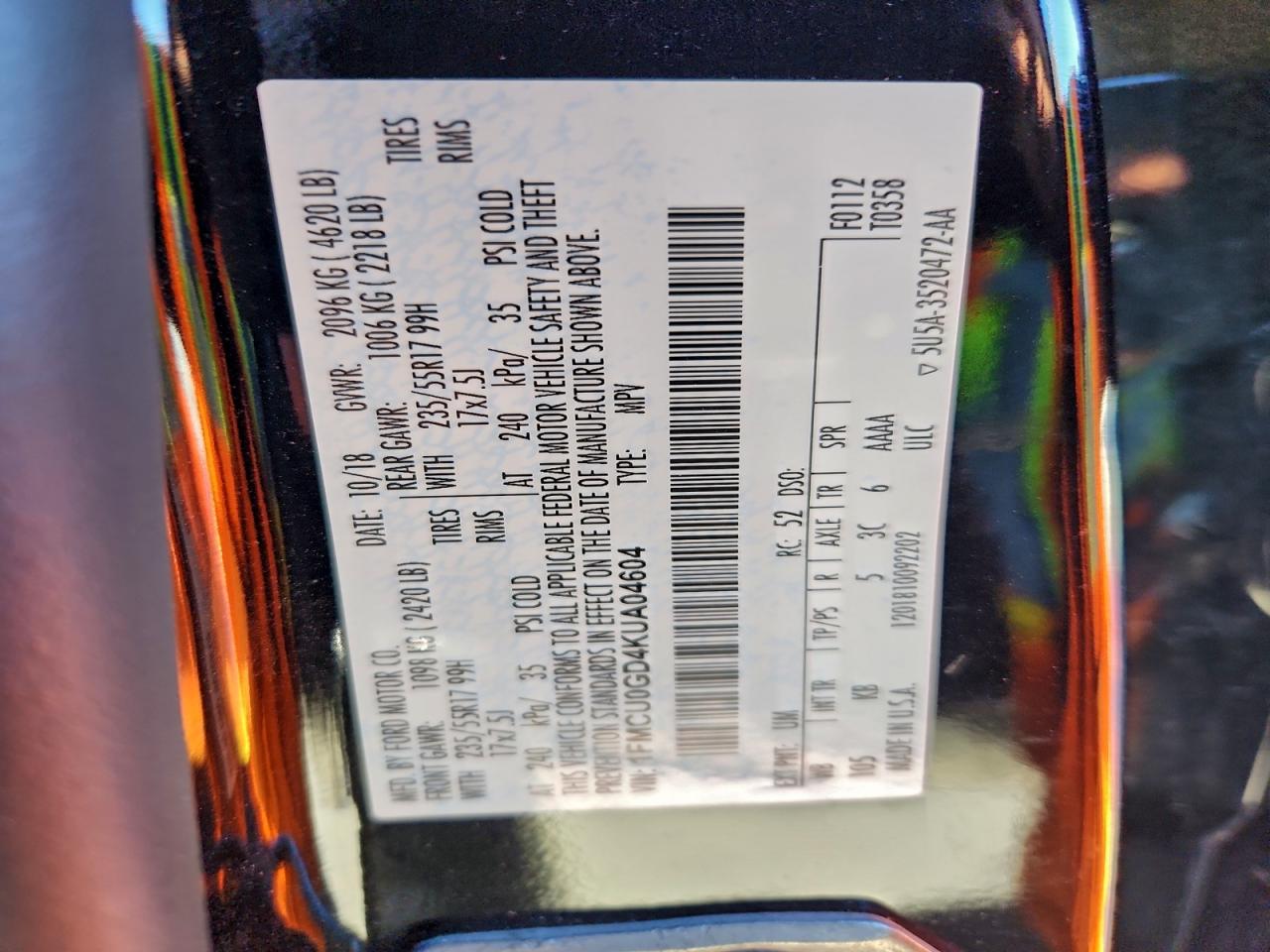 2019 FORD ESCAPE SE photo 13