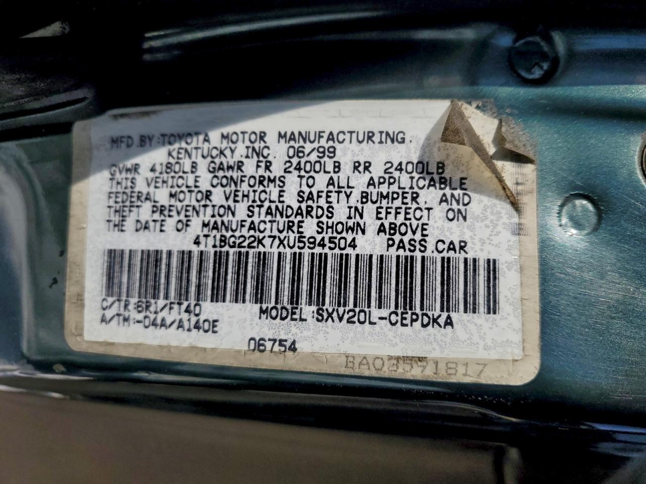 1999 TOYOTA CAMRY CE photo 12