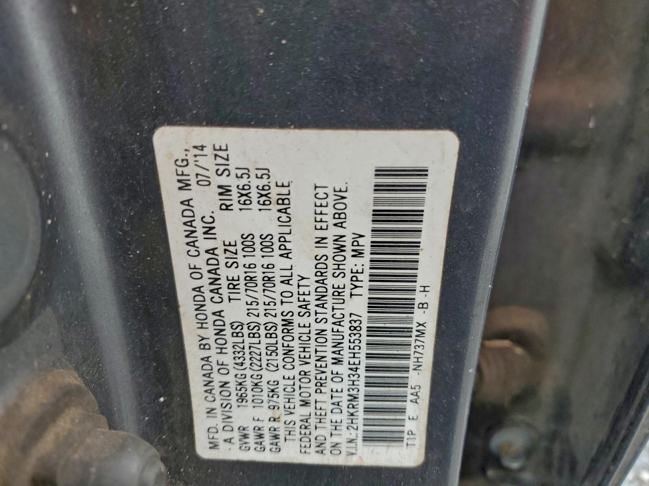 2014 HONDA CR-V LX photo 13