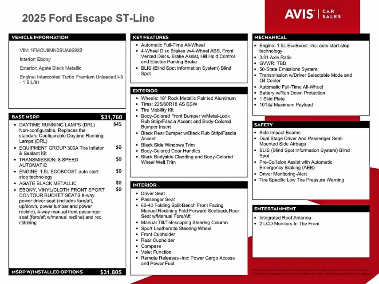 2025 FORD ESCAPE ST LINE photo 13