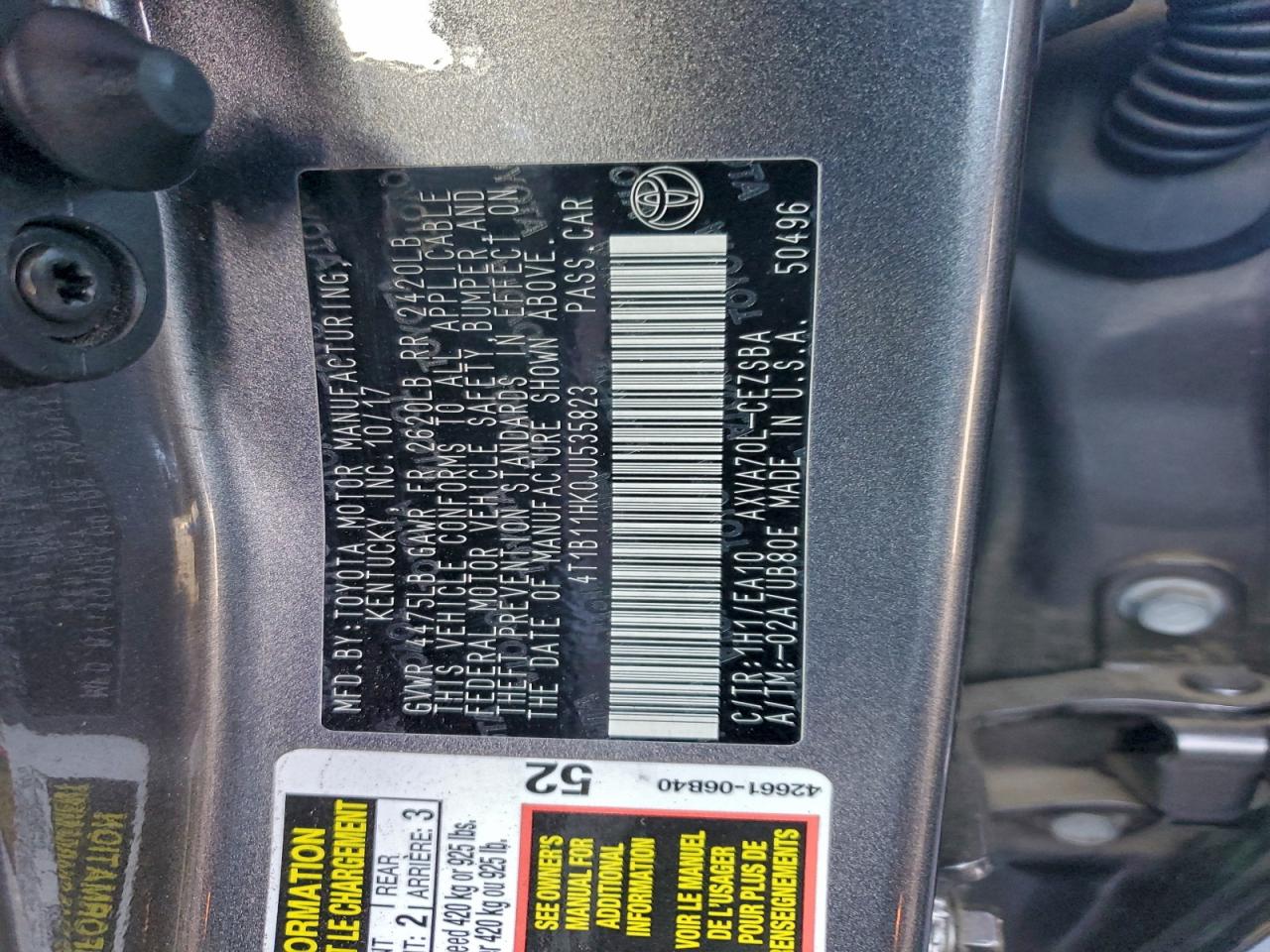 2018 TOYOTA CAMRY L photo 23