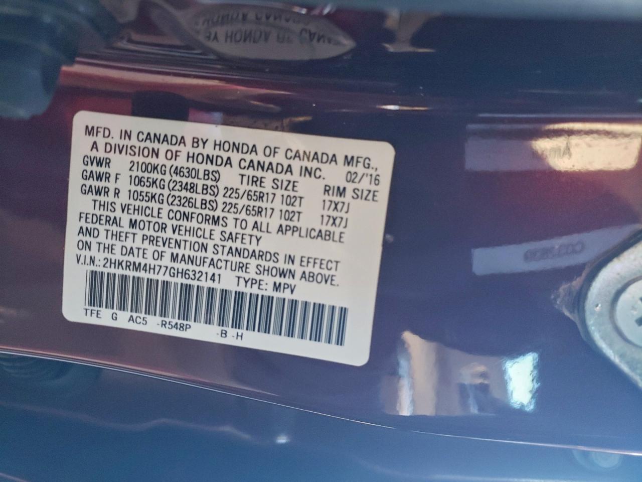 2016 HONDA CR-V EXL photo 13