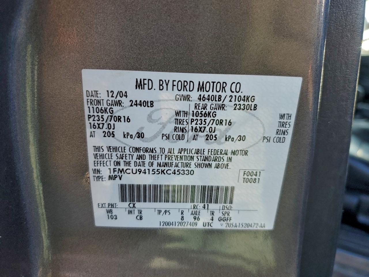 2005 FORD ESCAPE LIMITED photo 12